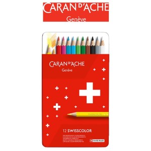 KREDKI SWISSCOLOR, METALOWE PUDEŁKO 12SZT, CARAN D'ACHE
