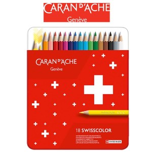 KREDKI SWISSCOLOR, METALOWE PUDEŁKO 18SZT, CARAN D'ACHE