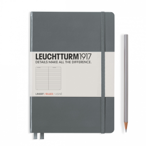NOTATNIK LEUCHTTURM1917 MEDIUM (A5) ANTRACYTOWY W LINIĘ