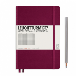 NOTATNIK LEUCHTTURM1917 MEDIUM (A5) BORDOWY (PORT RED) W KRATKĘ