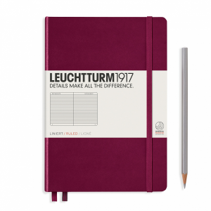NOTATNIK LEUCHTTURM1917 MEDIUM (A5) BORDOWY (PORT RED) W LINIĘ