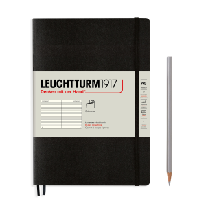 NOTATNIK LEUCHTTURM1917 MEDIUM (A5) MIĘKKA OPRAWA CZARNY W LINIĘ