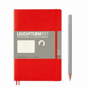 NOTATNIK LEUCHTTURM1917 PAPERBACK (B6+) MIĘKKA OPRAWA CZERWONY W KROPKI
