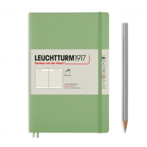 NOTATNIK LEUCHTTURM1917 PAPERBACK (B6+) MIĘKKA OPRAWA SAGE SAGE W LINIĘ