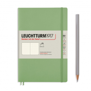 NOTATNIK LEUCHTTURM1917 PAPERBACK (B6+) MIĘKKA OPRAWA SAGE W KROPKI