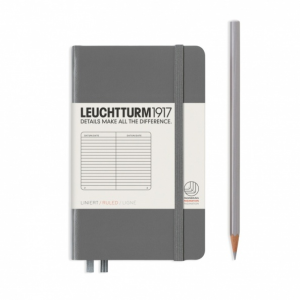 NOTATNIK LEUCHTTURM1917 POCKET (A6) ANTRACYTOWY W LINIĘ