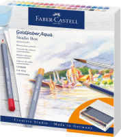 KREDKI GOLDFABER AQUA 38 KOL. + 2 OŁÓWKI + PĘDZELEK STUDIO BOX FABER-CASTELL