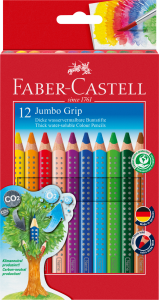 KREDKI JUMBO GRIP 12 KOL. OPAKOWANIE KARTON + TEMPERÓWKA FABER-CASTELL