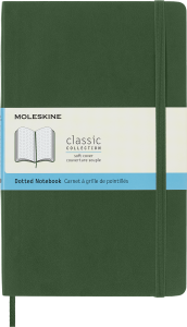 Notes Moleskine L (13x21cm) w kropki, miękka oprawa, myrtle green