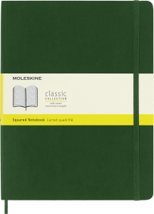 Notes Moleskine XL (19x25cm) w kratkę, miękka oprawa, zielony, 192 stron