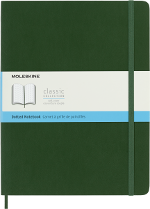 Notes Moleskine XL (19x25cm) w kropki, miękka oprawa, zielony, 192 stron