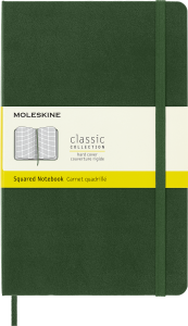 Notes Moleskine L (13x21cm) w kratkę, twarda oprawa zielony