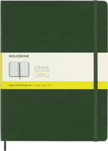 Notes Moleskine XL (19x25cm) w kratkę, twarda oprawa, zielony, 192 stron