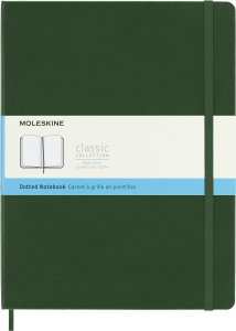 Notes Moleskine XL (19x25cm) w kropki, twarda oprawa, myrtle green, 192 stron