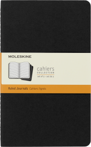Zestaw 3 Zeszytów Moleskine Cahier Journals L (13x21cm) w linie, czarny, 80 stron