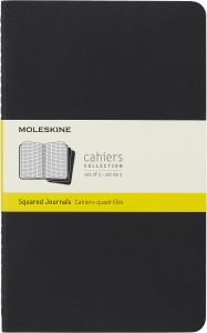 Zestaw 3 Zeszytów Moleskine Cahier Journals L (13x21cm) w kratkę, czarny, 80 stron