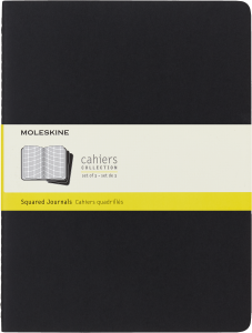 Zestaw 3 Zeszytów Moleskine Cahier Journals XL (19x25cm) w kratkę, czarny, 120 stron