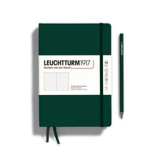 NOTATNIK LEUCHTTURM1917 MEDIUM (A5) NATURAL COLOURS FOREST GREEN, TWARDY W KROPKI