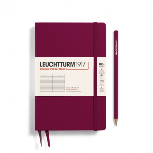 NOTATNIK LEUCHTTURM1917 PAPERBACK (B6+)TWARDA OPRAWA BORDOWY (PORT RED) W LINIĘ