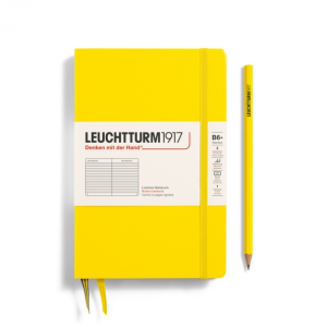NOTATNIK LEUCHTTURM1917 PAPERBACK (B6+)TWARDA OPRAWA CYTRYNOWY W LINIĘ
