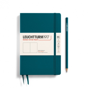 NOTATNIK LEUCHTTURM1917 PAPERBACK (B6+)TWARDA OPRAWA MORSKI (PACIFIC GREEN), GŁADKI