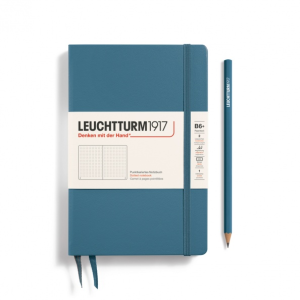 NOTATNIK LEUCHTTURM1917 PAPERBACK (B6+)TWARDA OPRAWA STONE BLUE W KROPKI