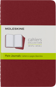 Zestaw 3 Zeszytów Moleskine Cahier Journals P (9x14cm) gładki, wiśniowy, 64 strony