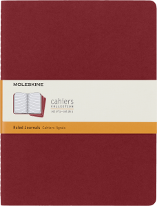 Zestaw 3 Zeszytów Moleskine Cahier Journals XL (19x25cm) w linie, wiśniowy, 120 stron