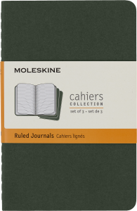 Zestaw 3 Zeszytów Moleskine Cahier Journals P (9x14cm) w linie, zielony, 64 strony