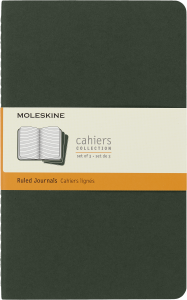 Zestaw 3 Zeszytów Moleskine Cahier Journals L (13x21cm) w linie, zielony, 80 stron