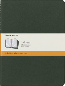 Zestaw 3 Zeszytów Moleskine Cahier Journals XL (19x25cm) w linie, zielony, 120 stron