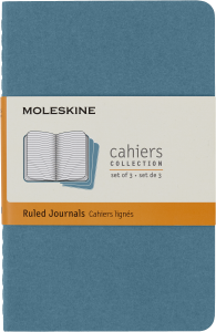 Zestaw 3 Zeszytów Moleskine Cahier Journals P (9x14cm) w linie, niebieski, 64 strony