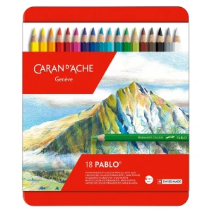 KREDKI PABLO, CARAN D'ACHE, METALOWE PUDEŁKO, 18SZT