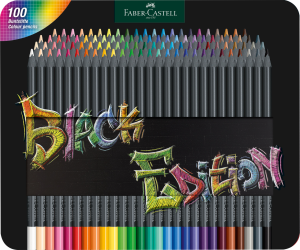 KREDKI TRÓJKĄTNE BLACK EDITION 100 KOL.OPAKOWANIE METALOWE FABER-CASTELL