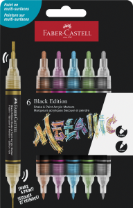 MARKER AKRYLOWY BLACK EDITION SHAKE&PAINT 6 KOLORÓW METALICZNYCH OP. KARTONOWE FABER-CASTELL