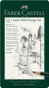 OŁÓWEK CASTELL 9000 DESIGN 12 SZT. OPAKOWANIE METALOWE FABER-CASTELL