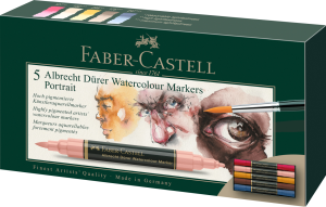 PISAKI AKWARELOWE DWUSTRONNE A.DURER ZESTAW 5 KOL. PORTRETY FABER-CASTELL