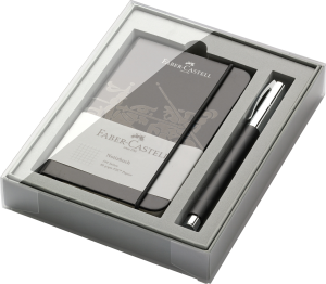ZESTAW PROMOCYJNY AMBITION BLACK PIÓRO KULKOWE+NOTES W OPAK. UPOMINKOWYM FABER-CASTELL