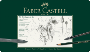 ZESTAW OŁÓWKÓW I GRAFITÓW PITT DUŻY FABER-CASTELL