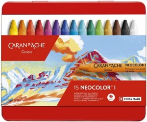 KREDKI, CARAN D'ACHE, NEOCOLOR I, METALOWE PUDEŁKO, 15 SZT