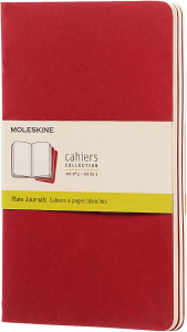 ZESTAW 3 ZESZYTÓW MOLESKINE CAHIER  L (13X21CM) GŁADKI, CRANBERRY RED, 80STR