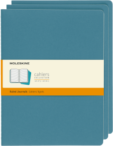 ZESTAW 3 ZESZYTÓW MOLESKINE CAHIER XL (19X25CM) W LINIE, BRISK BLUE, 120STR