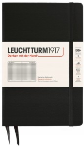 NOTATNIK LEUCHTTURM1917 PAPERBACK (B6+)TWARDA OPRAWA CZARNY, W KRATKĘ