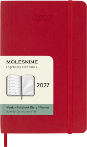 MOLESKINE kalendarz 2027 CZERWONY POCKET WEEKLY SOFT TYGODNIOWY (9x14)