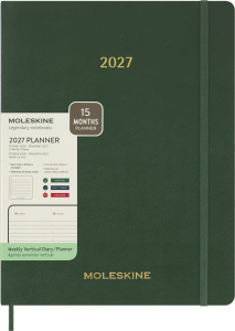 MOLESKINE kalendarz Essential Planners 2027 ZIELONY XXL VERTICAL TYGODNIOWY (23,5x28,14)